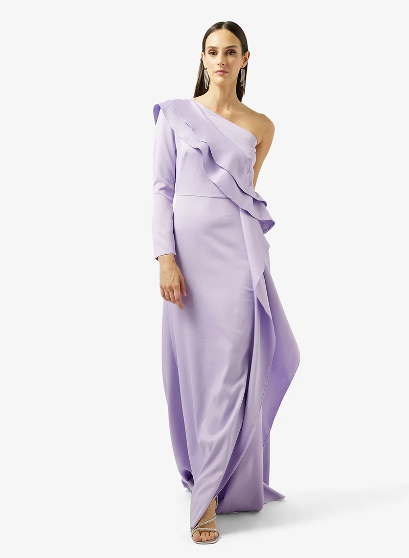 One Shoulder Dress With Ruffle